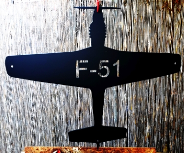 f51 military airplane metal wall art